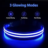 PcEoTllar Light Up Dog Collar Rechargeable Waterproof Adjustable Blue-L view 2