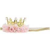 Nishine Princess Toddler Girls Crown Tiaras Baby Elastic Birthday Party Crown Headband Photo Props Gift (Pear&Gold)