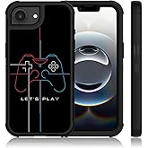 CTVSLFU Compatible with iPhone 16E / SE 4 Case, Heavy-Duty 3-in-1 Full-Body Rugged with Soft Rubber Bumper Shockproof Protective Cover for Men Boys Kids Teen - Let's Play Game 026
