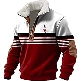 Christian Sweatshirts for Men Jesus Cross American Flag Print Pullover Fleece Lined Quarter Zip Stand Collar Sweaters