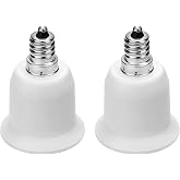 JACKYLED 2-Pack E12 to E26 Adapter,E26 E27 Converter Light Socket Adapter | E12 Light Socket to Medium Base, Chandelier Socket E12 Light Bulb Adapter