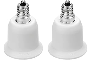 JACKYLED 2-Pack E12 to E26 Adapter, E12 Light Socket to Medium Base, E26 E27 Converter Light Socket Adapter, Chandelier Socket E12 Light Bulb Adapter