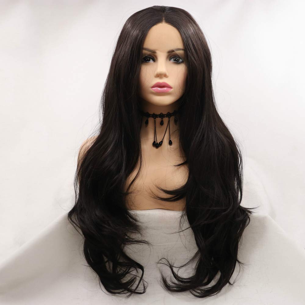 Xiweiya Light Brown Lace Front Wig - Long Natural Wavy Synthetic Wig - Heat Resistant