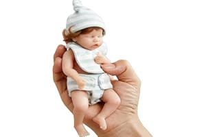 6-Inch Mini Silicone Baby Doll, Realistic Soft Skin Doll with Hat and Clothes for Kids and Photography