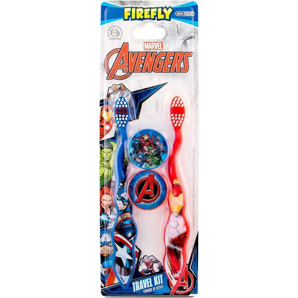 Marvel Avengers 2 Pack Boys Toothbrush Oral Care Travel Kit, 40 g
