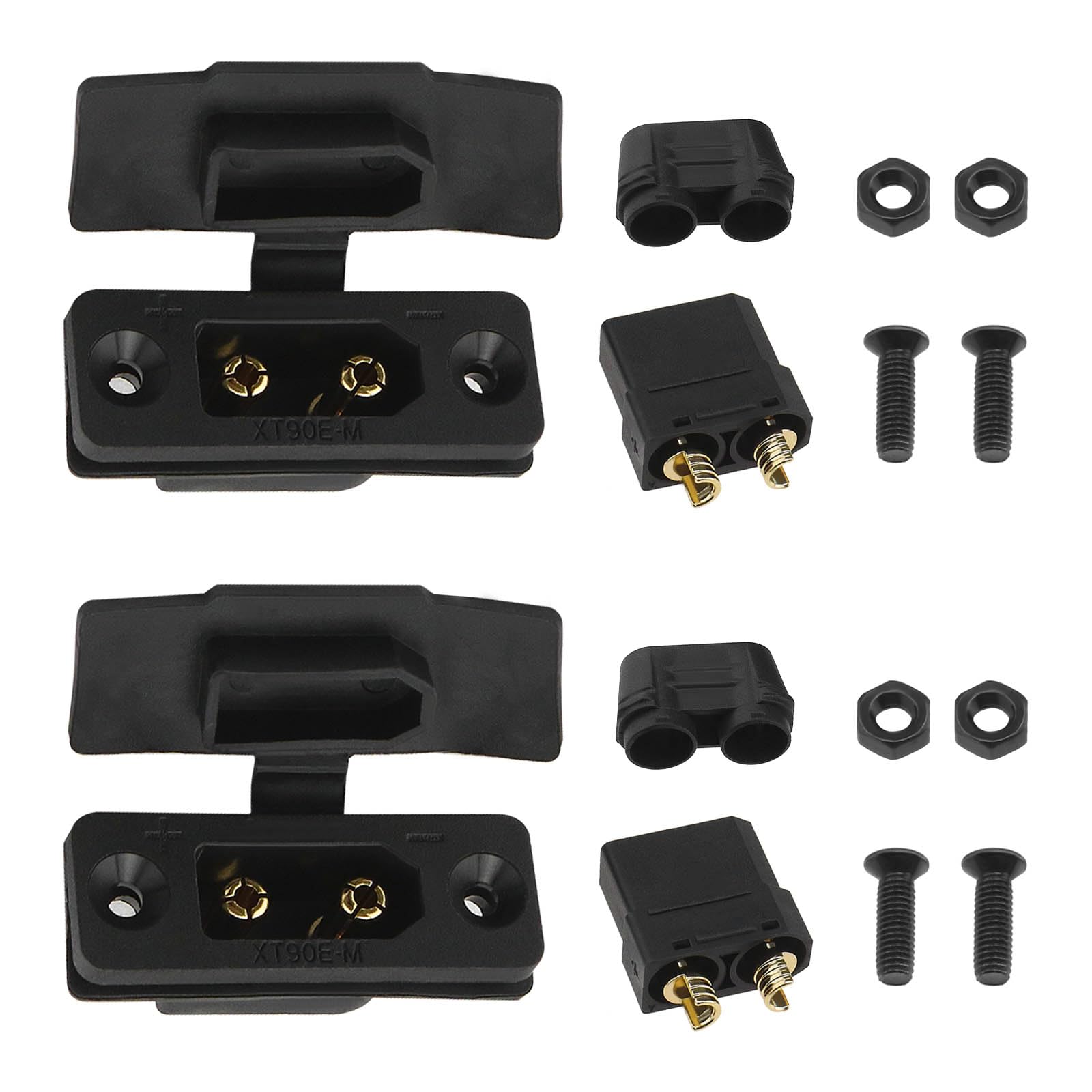 The Lord of the Tools 2 Pairs XT90E XT90E-M High Current Mounting Plug with Rubber Cap XT90 2 Pin Reverse Polarity Proof Compatible with RC Aircraft Drone