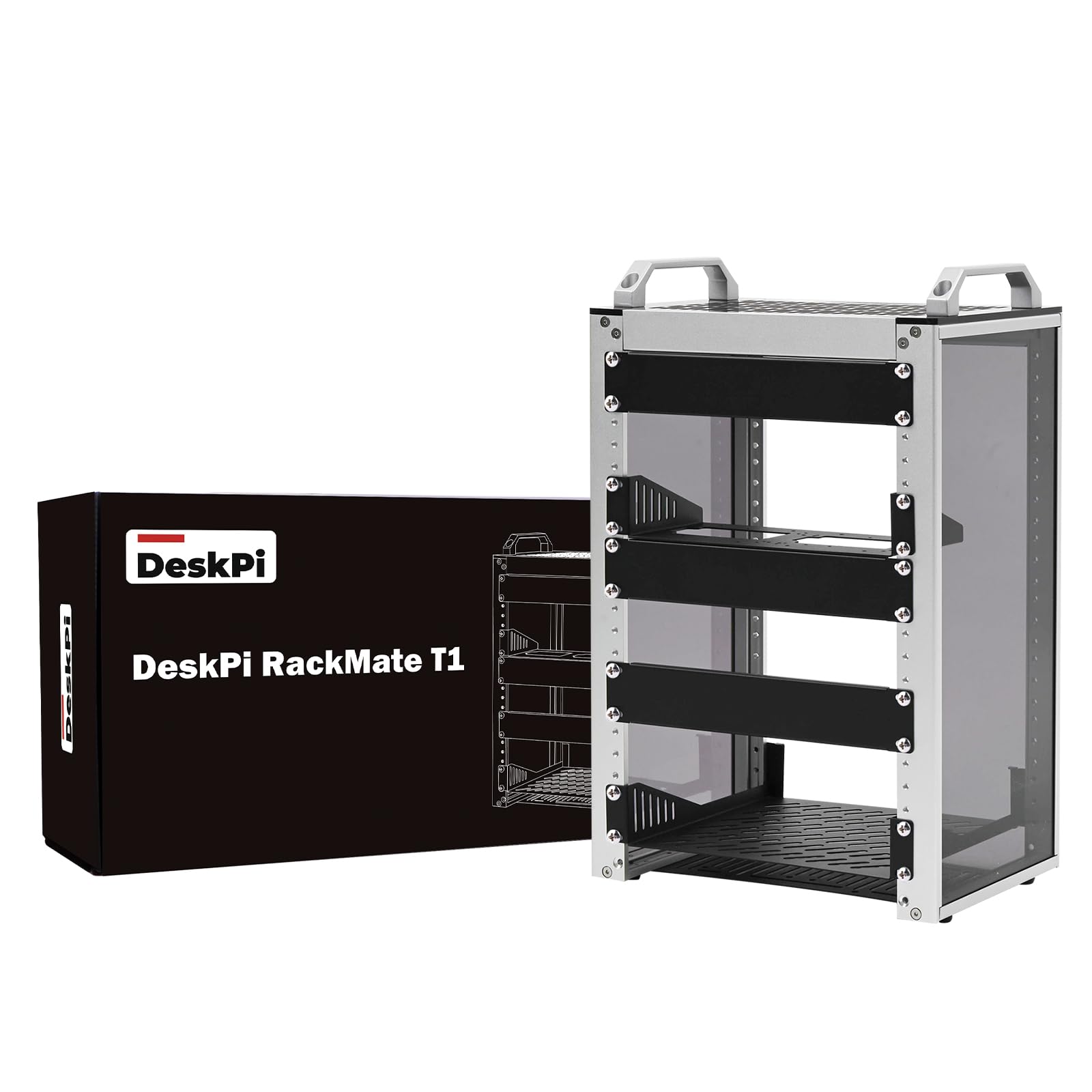 GeeekPi DeskPi RackMate T1, 8U 10 Zoll Serverschrank, 200 mm Tiefes Mini-Rack mit Regalboden & Blindplatte, für NAS, AV- & Netzwerktechnik (Silber)
