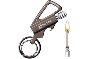 SURVIVE Permanent Match Bottle Opener Metal Keychain, Reusable Survival Fire Starter Lighter, Emergency Waterproof Striker Stick Kit