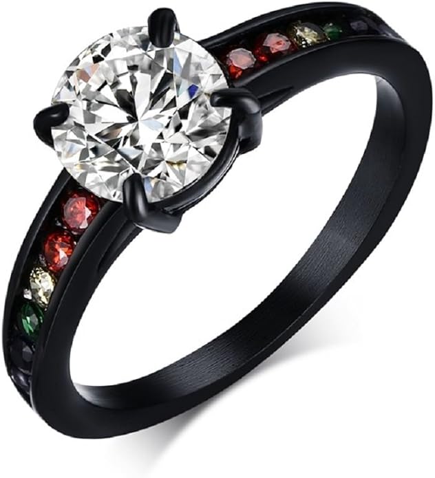 MANIDA Rainbow Ring with CZ Gay and Lesbian Pride Ring LGBT Rings for