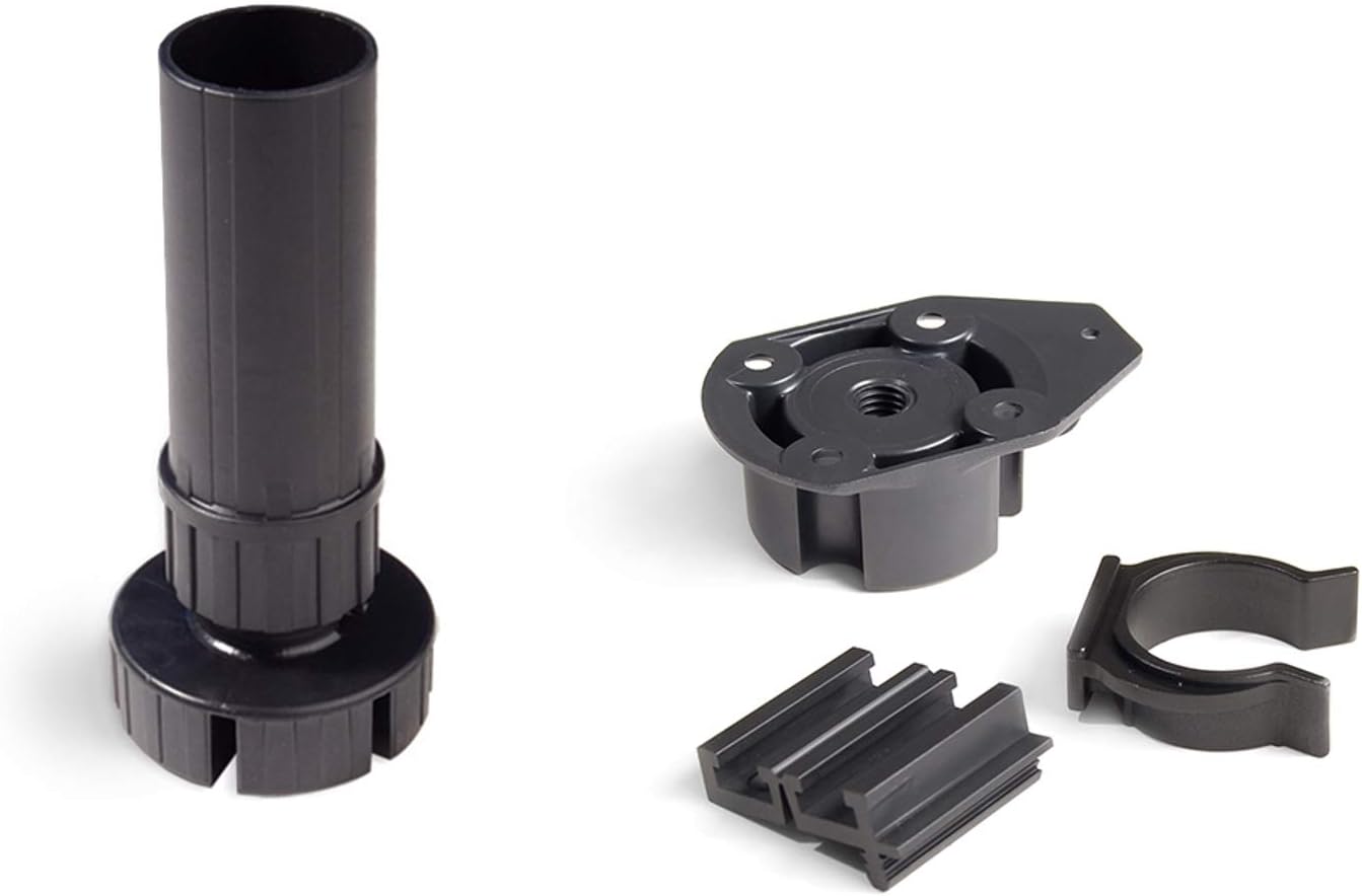 Emuca 2022417 feet, Furniture Black Plastic, Set of 4 Adjustable Cabinet Legs 100mm-high, Black (Black), 1 Kit