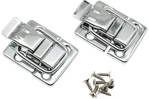 HAJXZH Vintage Toggle Hasp Latches Retro Style Buckle Lock Clasp Antique Hasps With Mounting Screws Used for Jewelry Box Ordinary Box Gift Box Wooden Case Cabinet Toolbox 2Pcs Square (Silver)