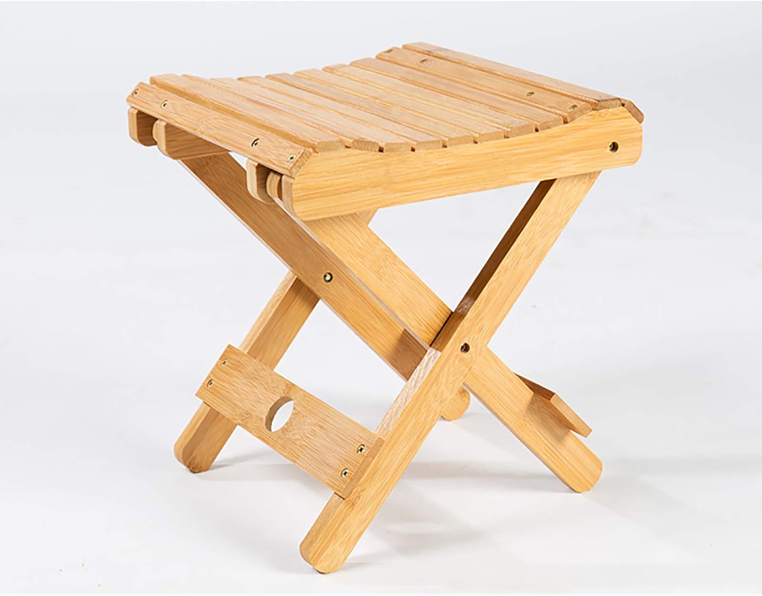 VKTY Bambus Tritthocker, zusammenklappbarer Hocker, Holz, quadratisch