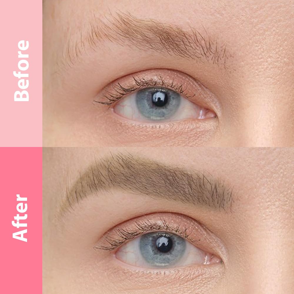 Light Brown Microblading Eyebrow Pen,2-in-1 Magic Eyebrow Pencil with Brow Brush,Eyebrow Contouring Pen,Magical Precise Waterproof Brow Pen,lapiz de cejas 3d Eye Brow Pencils for Women,01