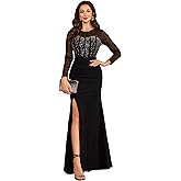 GZXHXLIFU Women's Long Sleeved Sequined Formal Party Dress with Bead Decoration, Slim Fit and Elegant Cocktail Party Dress