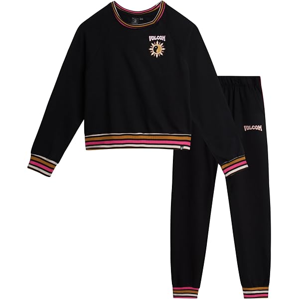 Amazon.com: Volcom Girl's Sweatsuit Set - Long Sleeve Full Zip Up