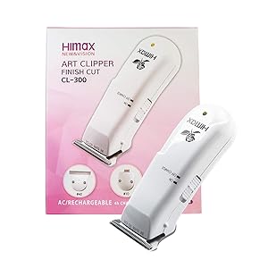 HIMAX CL-300 White Trimmer & Shaver- Cord or Cordless, Detachable Blade, Closest hair cut 0.05mm, Powerful motor, Light Compact size, 60 Mins run, 90 Mins charging, 4 combs, AC adapter 100 & 240 Volts