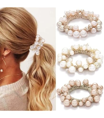 Amazon.com : Bow Pearl Hair Ties Accessories for Women Girls  display picture 2