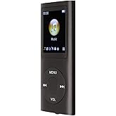 MP4 Player, Portable Lossless MP3 MP4 Player Support Memory Cards Student Slim 1.8 Inch LCD Screen, Supports Sleep Shutdown, Kids Gifts (Black)