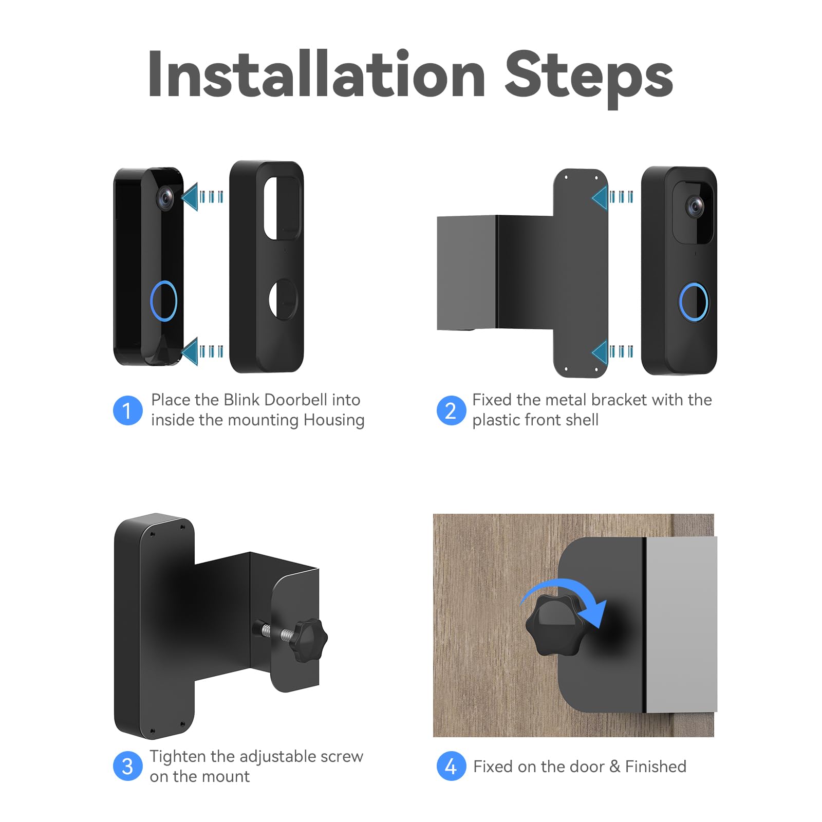 Tizomi Anti-Theft Blink Doorbell Mount, No-Drill Mounting Bracket Only Compatible with Blink Doorbell Camera, Accessories for Apartment Home Rentals (Blink Doorbell is NOT Included)