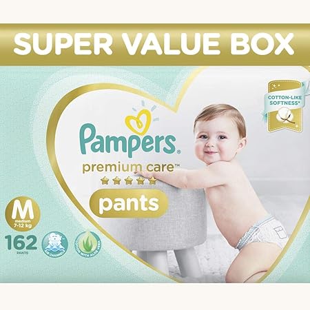 Pampers Premium Care Super Value box pack, Medium, 162 Count