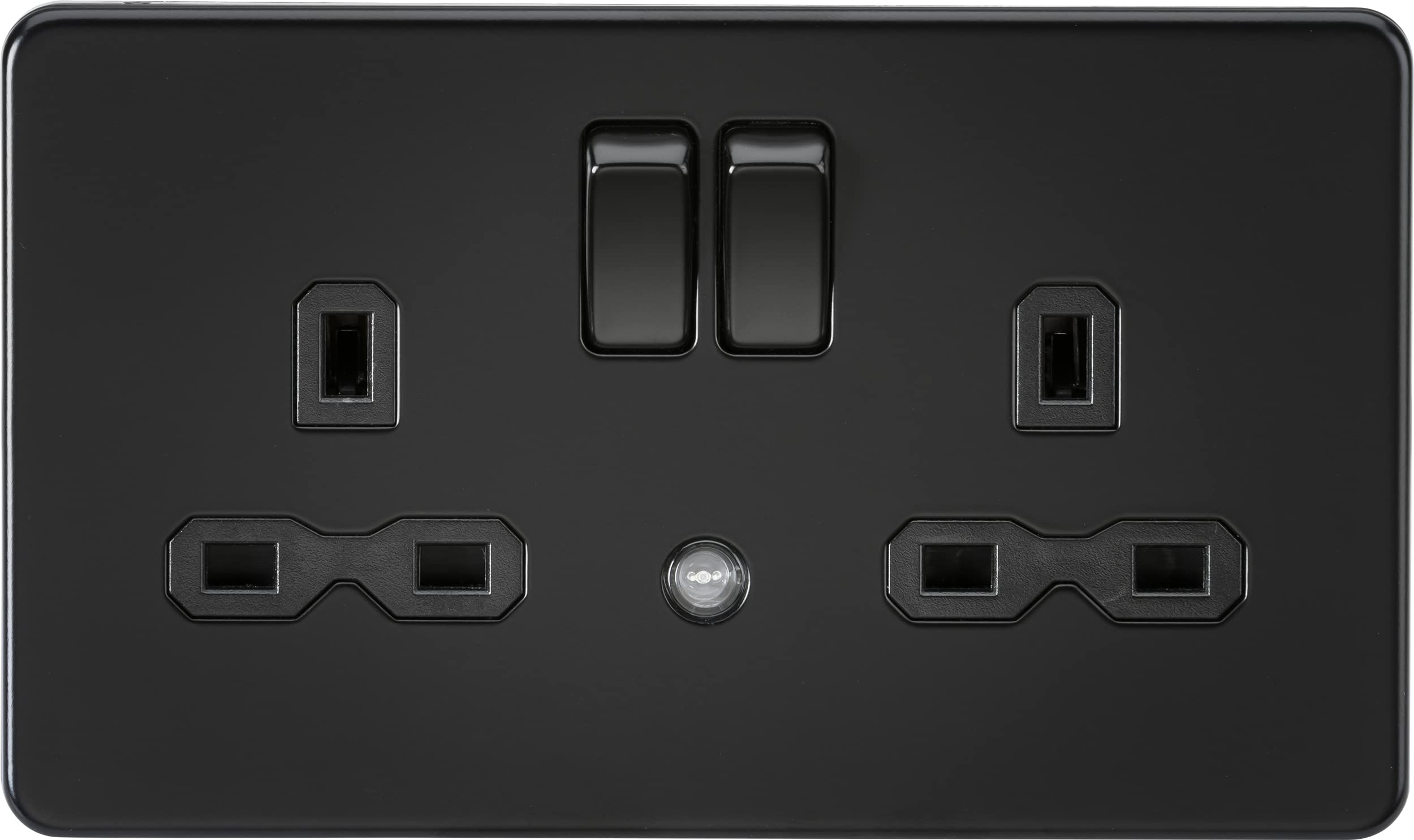 Knightsbridge 13A 2G DP Switched Socket with Night Light Function - Matt Black