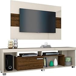 Furnishinings Centro de Entretenimiento Combo Rack TV hasta 65" y Panel Pared y diseño Funcional (Off White/Savana)