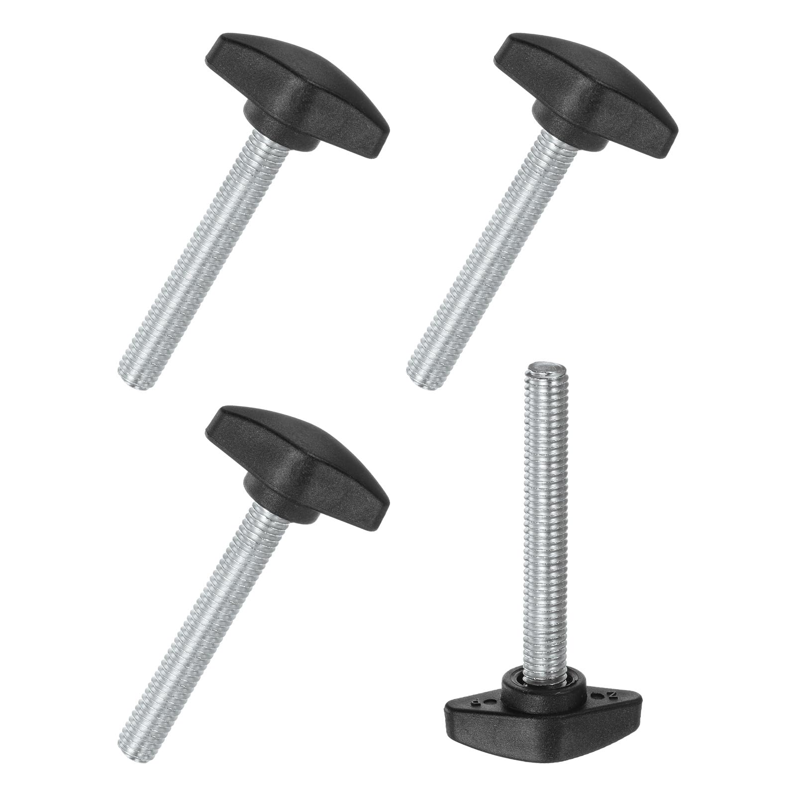 M METERXITY 4-Pack Thumb Screws, M8x50mm Tee Wing Knobs, Plastic T Handles Clamping Knob for Woodworking/Machinery/Equipment, Tightening Thread Thumbscrew [Black] — image 1