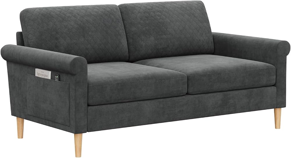 Vesgantti 2 Seater Sofa Grey Fabric Loveseat Couch 164cm Bilateral Storage