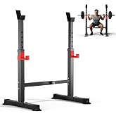 Streamnova Adjustable Squat Rack, Foldable Bench Press Rack for Home Gym | 550 lb capacity, 5 height levels 39-47.24 in, 5 width levels 24.8-38.58 in, foldable, non-slip footpads, 2 barbell racks