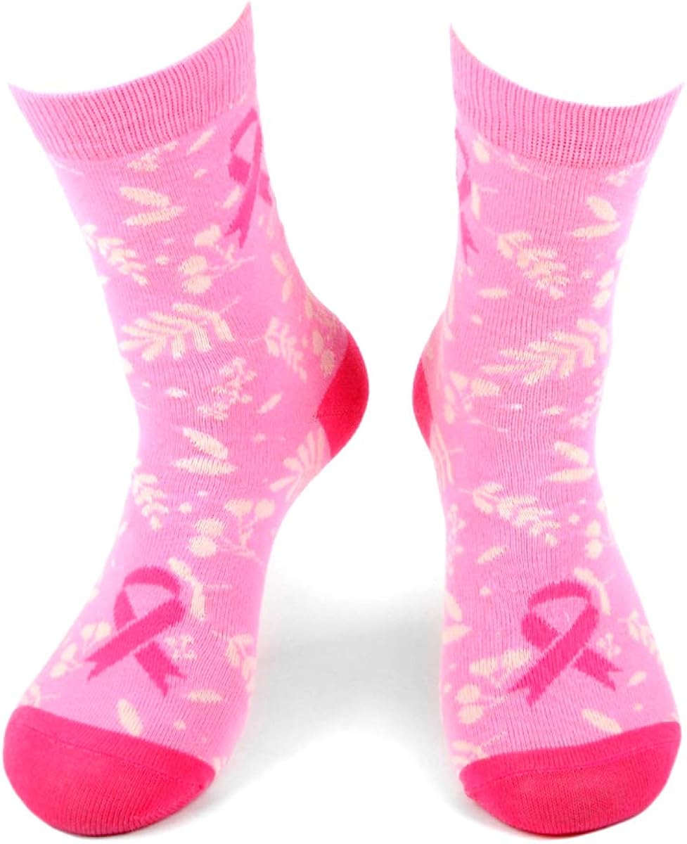 Womens Breast Cancer Awareness Socks with Pink Ribbon for October
