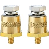 Ampper M6 Thread Male Brass Battery Terminal Charging Posts, M6 Battery Post Adapter (+/-) with Top Bolts for Extension, Pack of 2