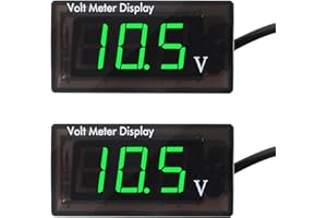 JUZITAO 2 Pieces DC 5-28V 12V LED Digital Car Voltmeter Vehicle Voltage Gauge Monitor for Auto Car Motorcycle Truck(Green Light)