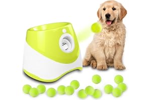 MEKAPLE Automatic Dog Ball Launcher, Dog Ball Thrower Machine with 10-30Ft 3 Launching Distance, Interactive Toys for Small Dogs Indoor & Outdoor with 15 Mini Tennis Balls-2 Inch Light Green