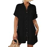 Bsubseach Women Swimsuit Coverup Button Down Bathing Suit Cover Ups for Swimwear Short Sleeve Bikini Beach Shirt