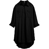 Bianstore Women's Oversized Linen Shirts Blouses Tops Long Sleeve High Low Button Up Shirts