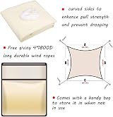HEYOMART 2m x 2m Sun Shade Sail Cream White Waterproof 98% UV Block view 2