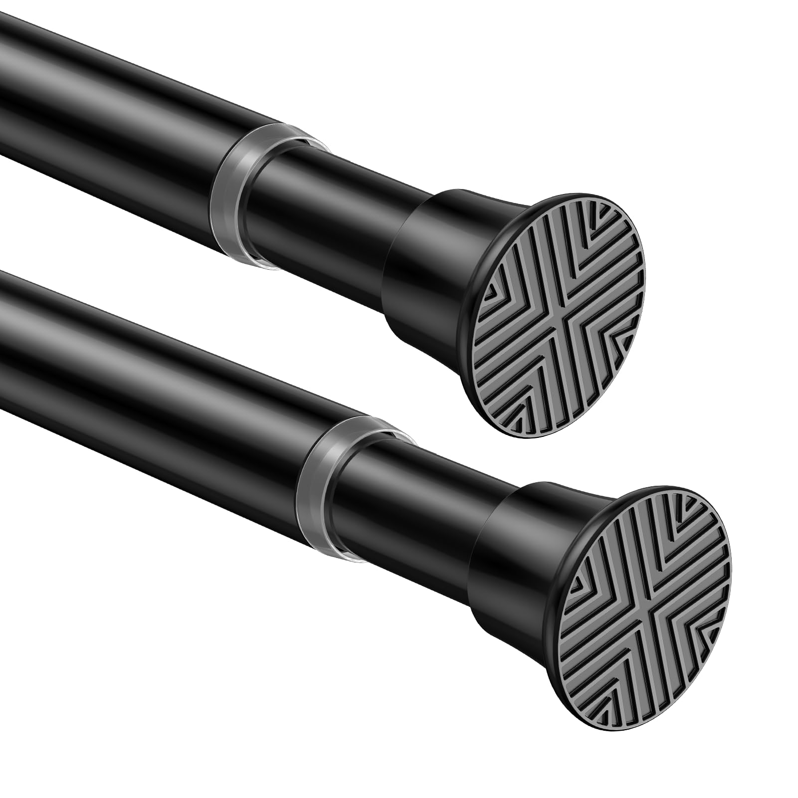 Photo 1 of 2Pack Tension Rod 24-48Inch Black Curtain Rods for Windows Spring Adjustable Curtain Rods no Drilling Tension Curtain Rods for Window,Doorway,Closets