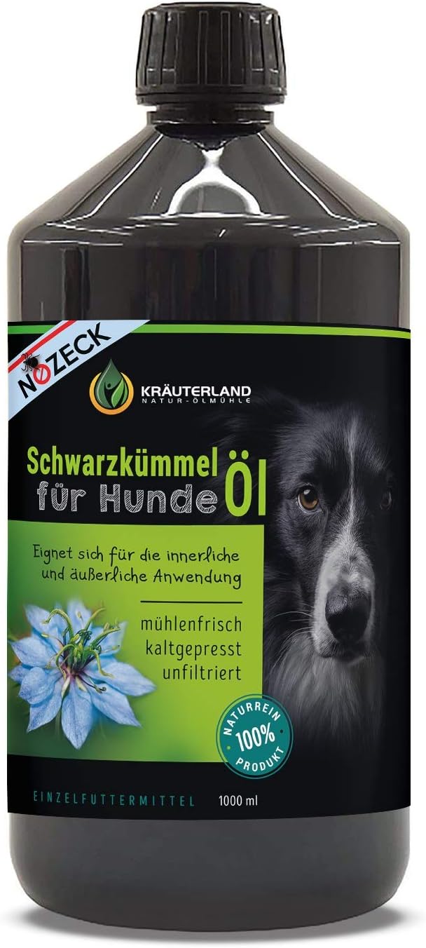 Kräuterland - Schwarzkümmelöl für Hunde 1000ml - 100% rein, ungefiltert, kaltgepresst ...