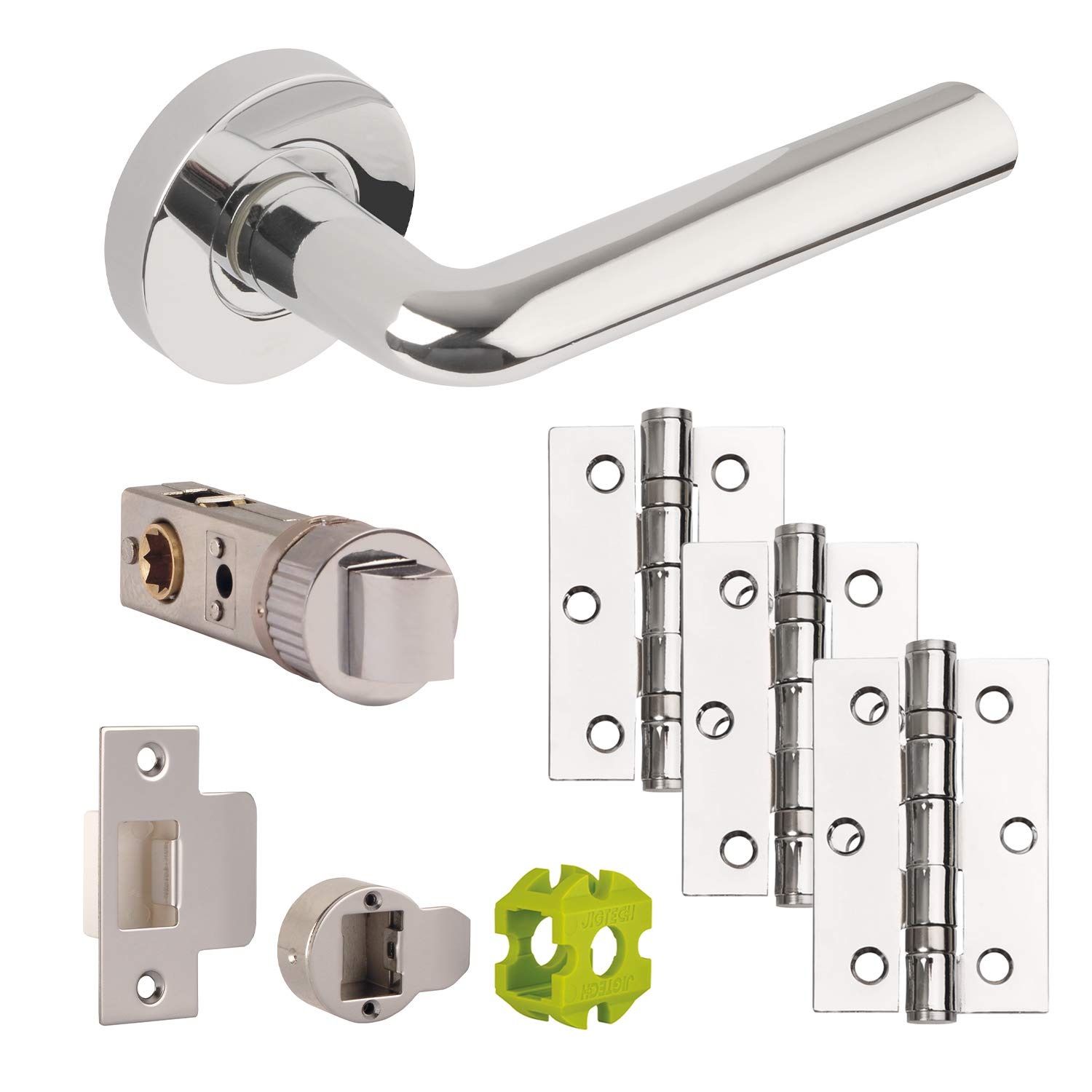 Jigtech JTB72025 Riva Door Pack-Latch-Polished Chrome, 57mm