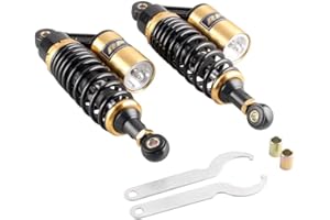 Newsmarts Adjustable 2pcs 280mm Motorcycle Air Shock Absorbers Replacement for HONDA for Suzuki for Yamaha for Kawasaki ATV Go Kart Quad Dirt Sport Bikes,Gold and Black
