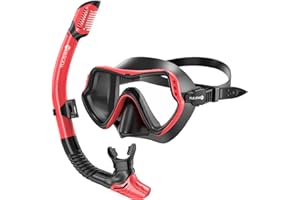 YLKJSWIM Snorkeling Gear for Adults, Snorkel Mask Set 180 Degree Tempered Glass Anti Fog Goggles Dry Top Snorkel Set Scuba Diving mask with Soft Silicone Skirt Anti-Leak Comfortable Snorkel Set