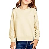 Haloumoning Girls Casual Crewneck Sweatshirt Kids Long Sleeve Side Slit Oversized Pullover Tops 5-14Y