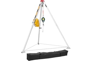 VEVOR Confined Space Tripod Kit, Heavy Duty Rescue Tripod Lifting Hoist 1800 lbs Winch, 4.1 ft Adjustable Legs, 65 ft Cable P