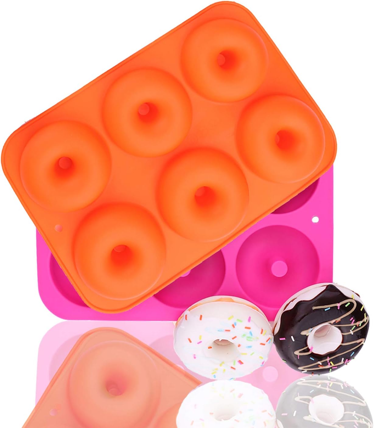 2Pack Donut Pan Set, Messar Silicone Doughnuts Tin Safe