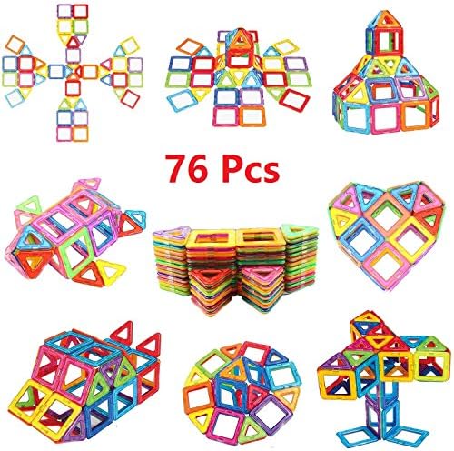 Magnetic Blocks, Magnetic Building Blocks Set 76 PCS, Magnetic Tiles, Educational Toys for Baby/ Kids (76Pcs Magnetic Blocks)