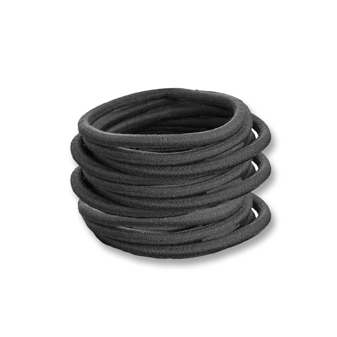 Lizzy 12 x Black Thick Elastic Hair Bands Hair Bobbles Hair Bands for Women with Thick Hair, Hairbands for Girls Hair Elastics Band No Metal Ponytail Holders