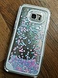 S7 Edge Quicksand Case, Pansonite Fashion Creative Design Flowing Liquid Floating Luxury Bling Glitter Sparkle Love Heart Hard Case for Samsung S7 Edge (Pink&Blue)