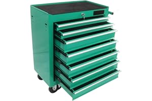 FULVARI 7 Drawer Rolling Tool Chest,Tool Cabinet on Wheels with Locking System,Rolling Tool Box Organizer Tool Case,Multifunctional Tool Cart Mechanic Tool Storage Cabinet for Garage,Wareh Green One Size