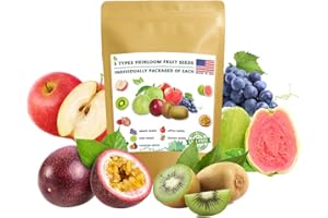 EKFRPAU Heirloom Fruit Seeds 5 Variety Individual Packs 100 Grape Seeds 100 Apple Seeds 100 Kiwi Seeds 100 Guava Seeds 100 Passion Fruit Seeds for Planting Organic for Home Garden Bonsai Fruit