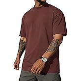 Men's Fashion Oversized T-Shirts Short Sleeve Basic Cotton Crew Neck Loose Fit Athletic Tees Tops